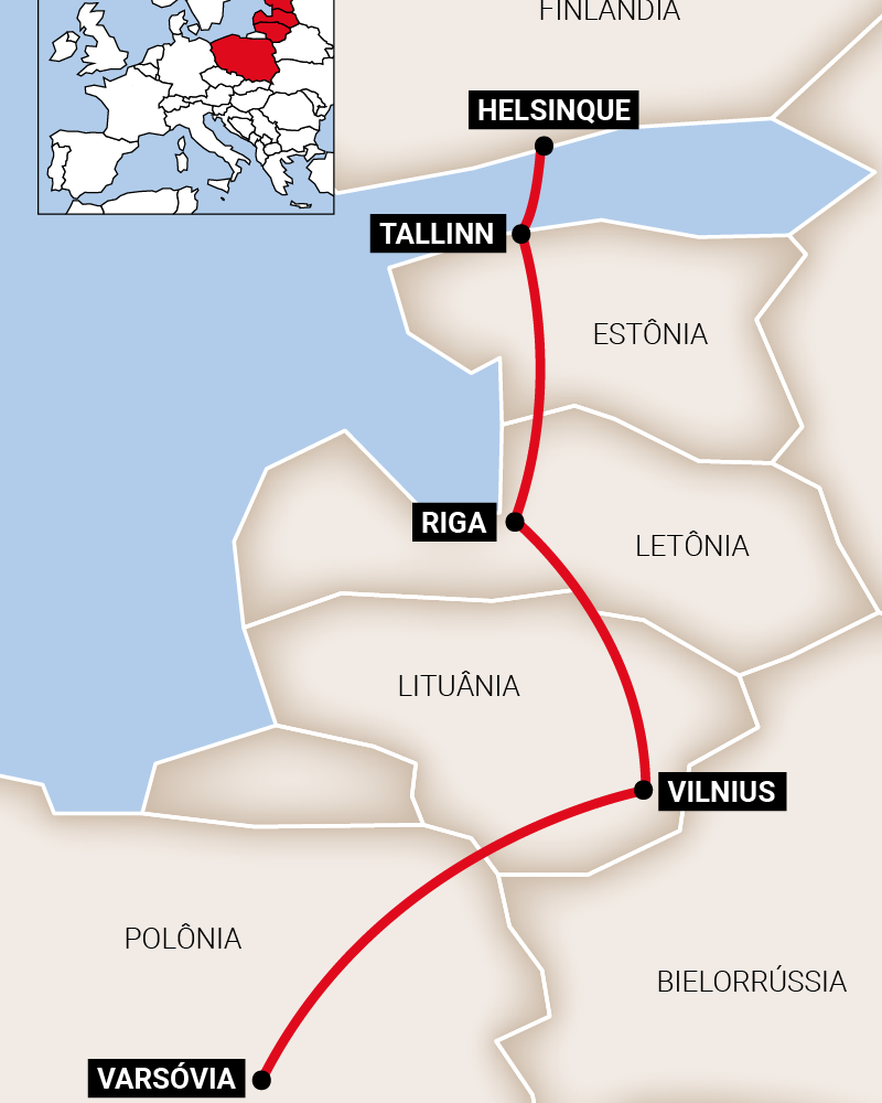 Mapa do roteiro Descubra o Báltico
