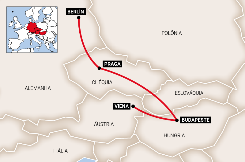 Mapa do roteiro Leste Europeu